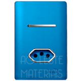 Conjunto Interruptor Simples + Tomada 10A - Novara Especiais Azul Fosco